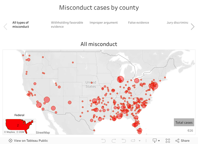 Misconduct cases by county 